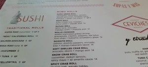 Sumo Maya Scottsdale menu
