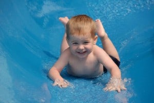 Kid on waterslide